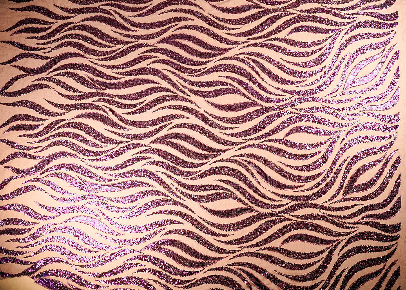 (Pre-Cut-1-Mtr)-Purple-Net-Fabric-With-All-Over-Sequins-And-Bead-Work-18858-design-view
