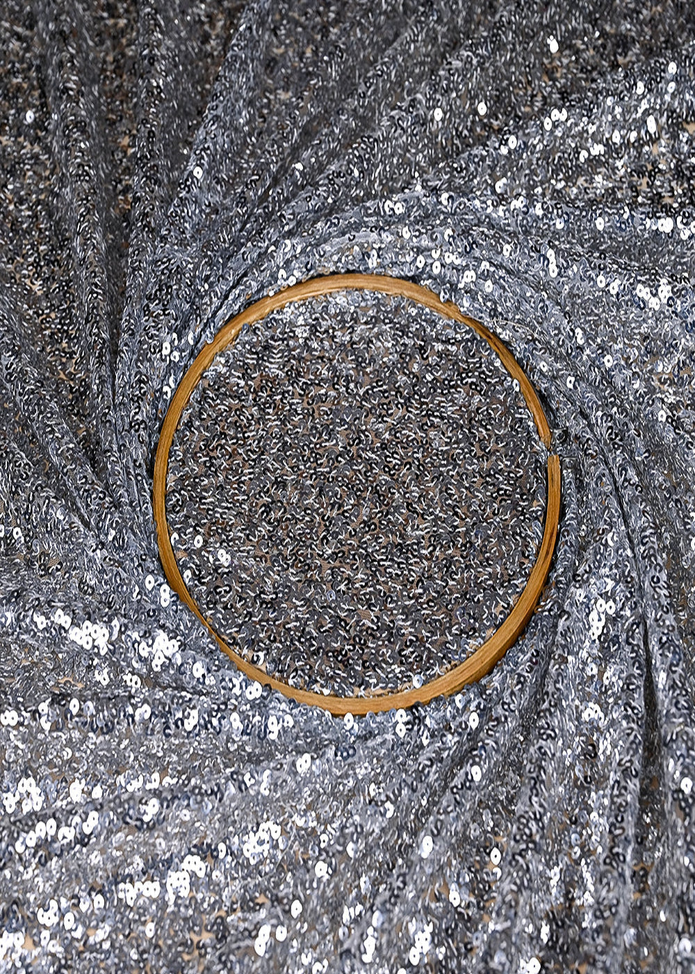 (Pre-Cut-1-MTR)-Silver-Net-Fabric-With-All-Over-Sequins-Work-18876