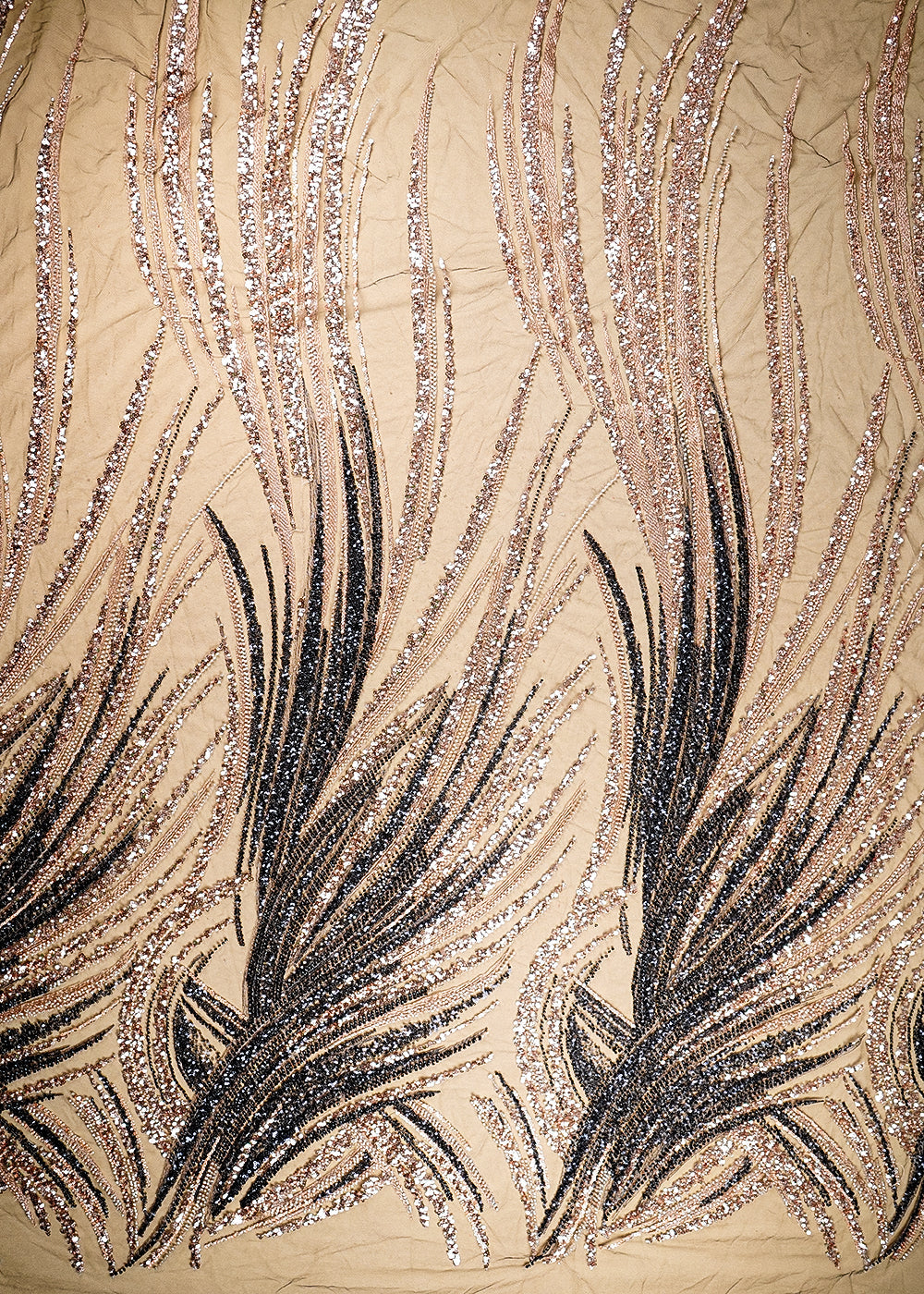 (Pre-Cut-1-MTR)-Black-Net-Fabric-With-All-Over-Katdana-And-Sequins-Work-18944-work-view