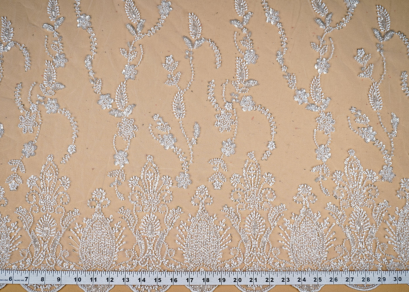 (Pre-Cut-1-MTR)-White-Net-Fabric-With-All-Over-Katdana-And-Sequins-Work-18946-measurement-view