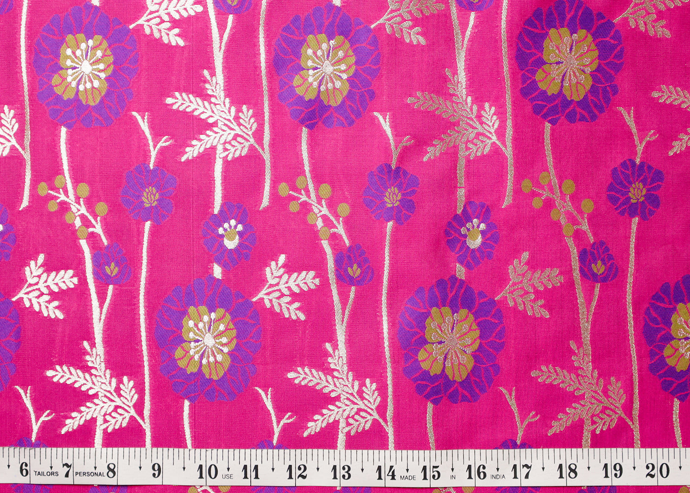 Pink Banarasi Brocade Fabric With All Over Thread And Golden Zari Handloom 19028