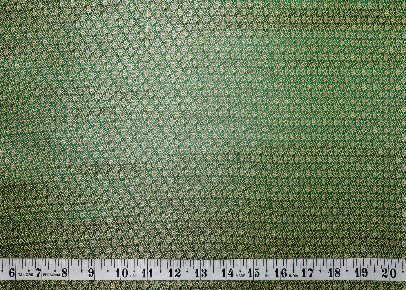 Bottle Green Banarasi Brocade Fabric With All Over Golden Zari Handloom  19038