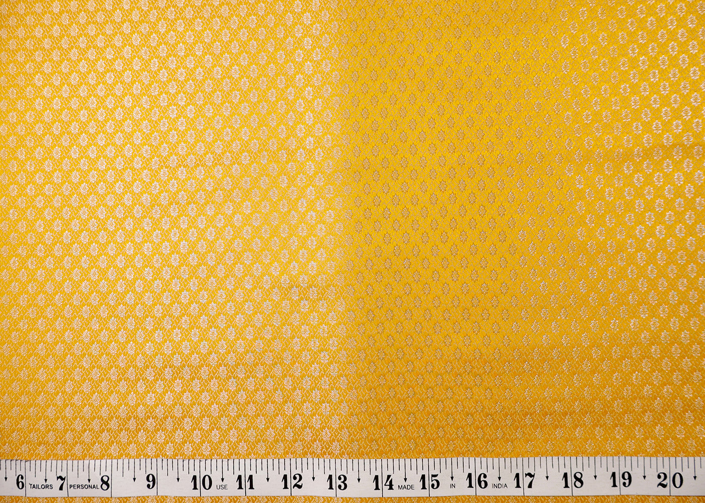 Yellow Banarasi Brocade Fabric With All Over Golden Zari Handloom  19041