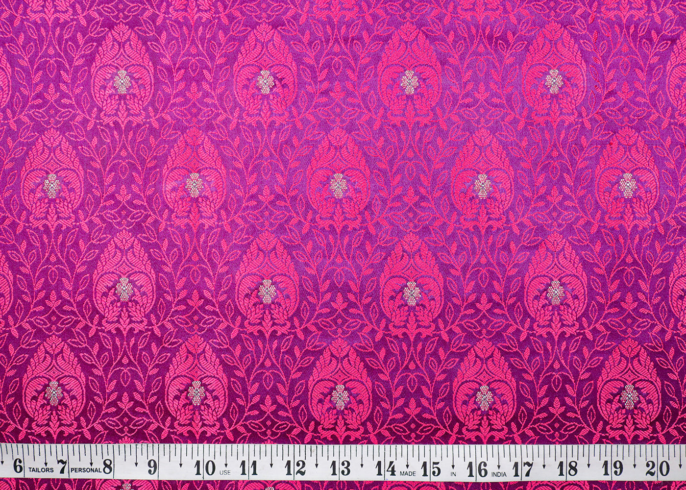 Purple Banarasi Brocade Fabric With All Over Thread And Zari Handloom 19049