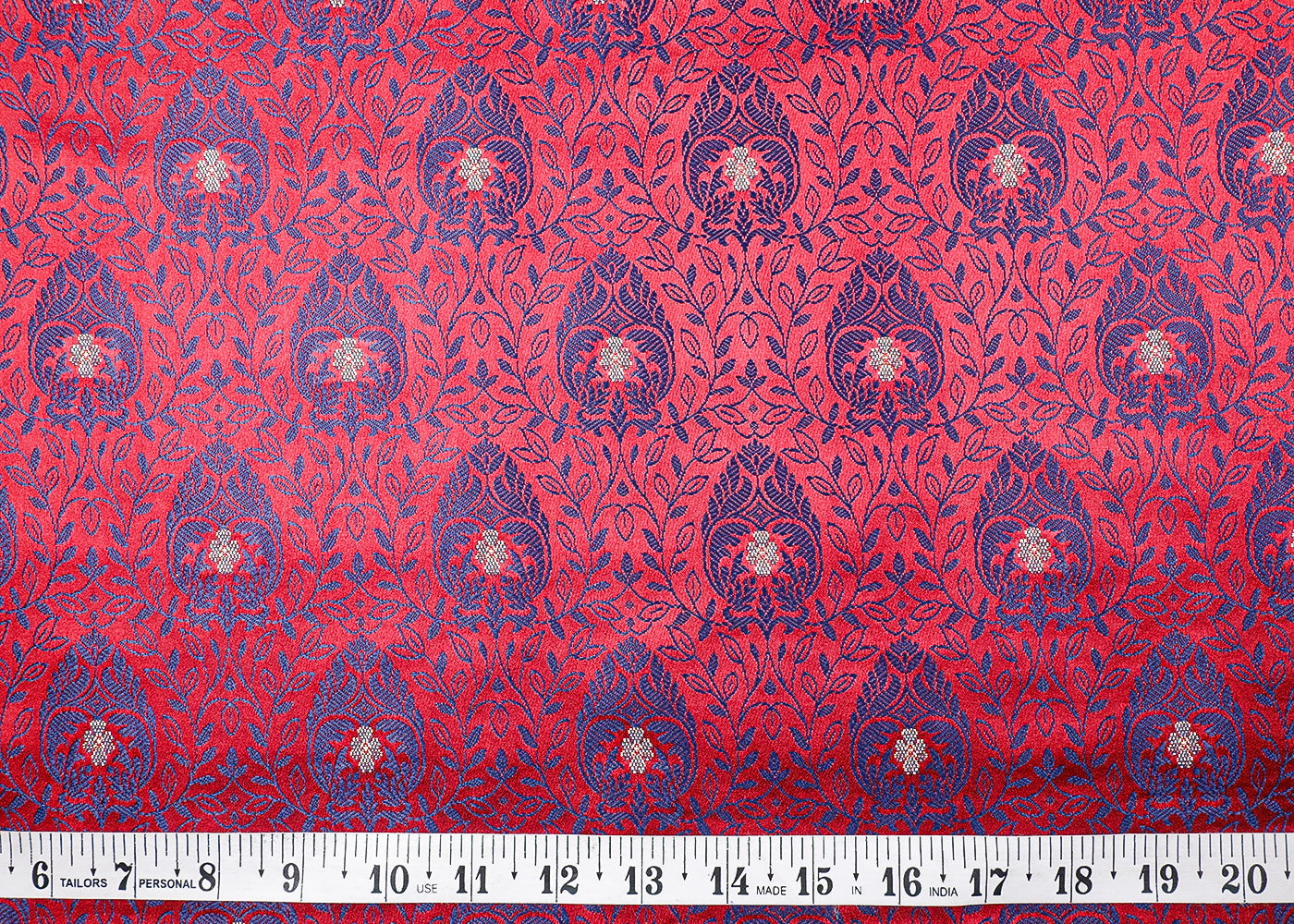 Maroon Banarasi Brocade Fabric With All Over Thread And Zari Handloom 19050