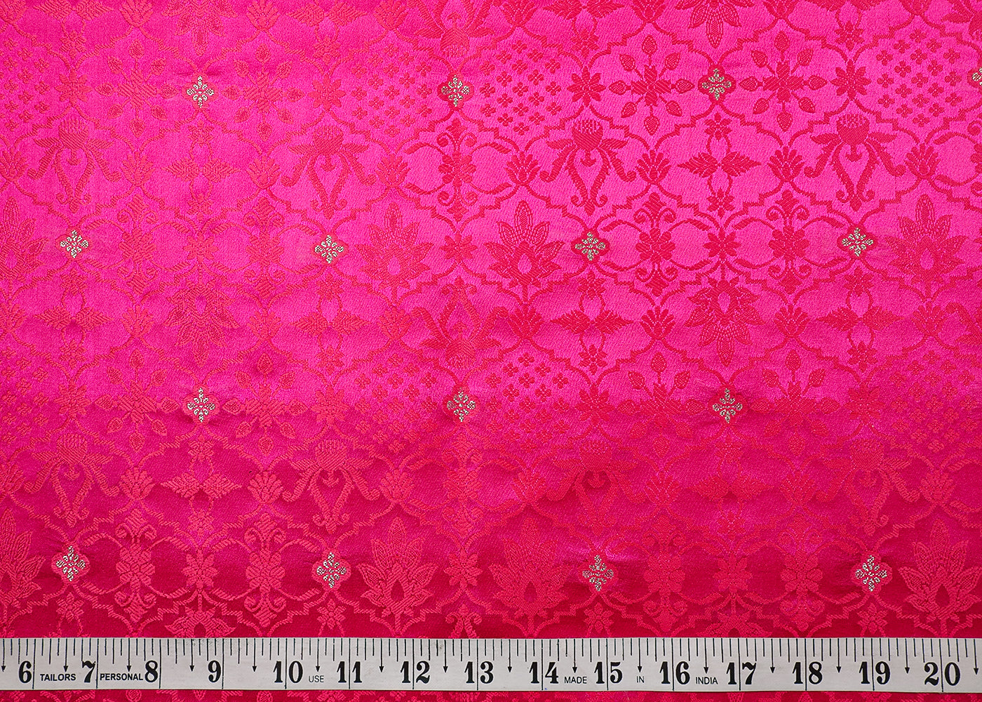Pink Banarasi Brocade Fabric With All Over Thread And Zari Handloom 19054