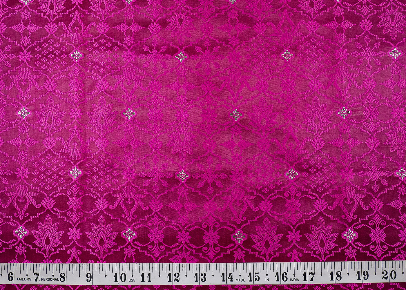 Purple Banarasi Brocade Fabric With All Over Thread And Zari Handloom 19055
