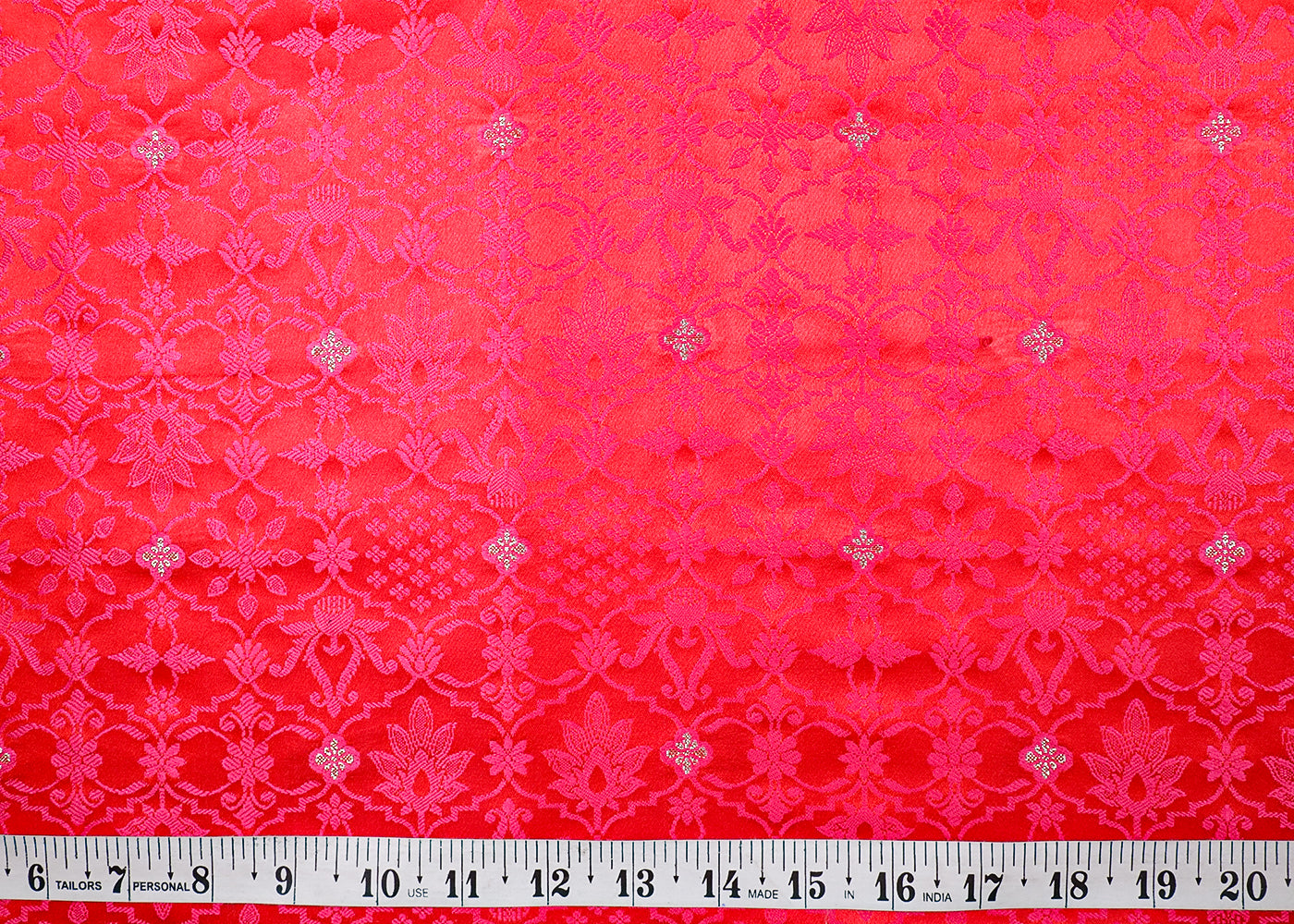Pink Banarasi Brocade Fabric With All Over Thread And Zari Handloom 19058