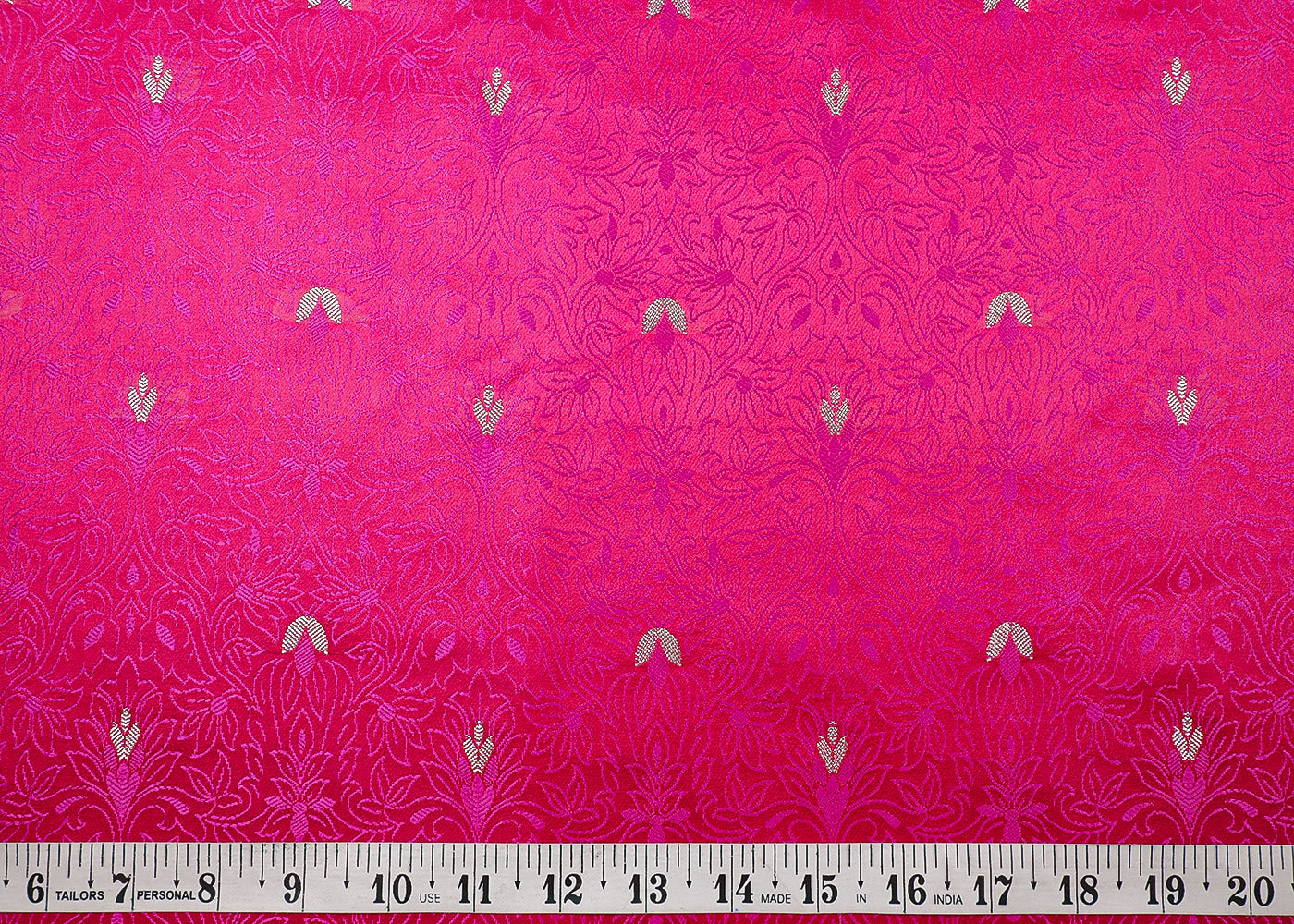 Pink Banarasi Brocade Fabric With All Over Thread And Zari Handloom 19060