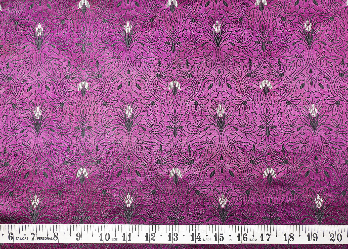 Purple Banarasi Brocade Fabric With All Over Thread And Zari Handloom 19061