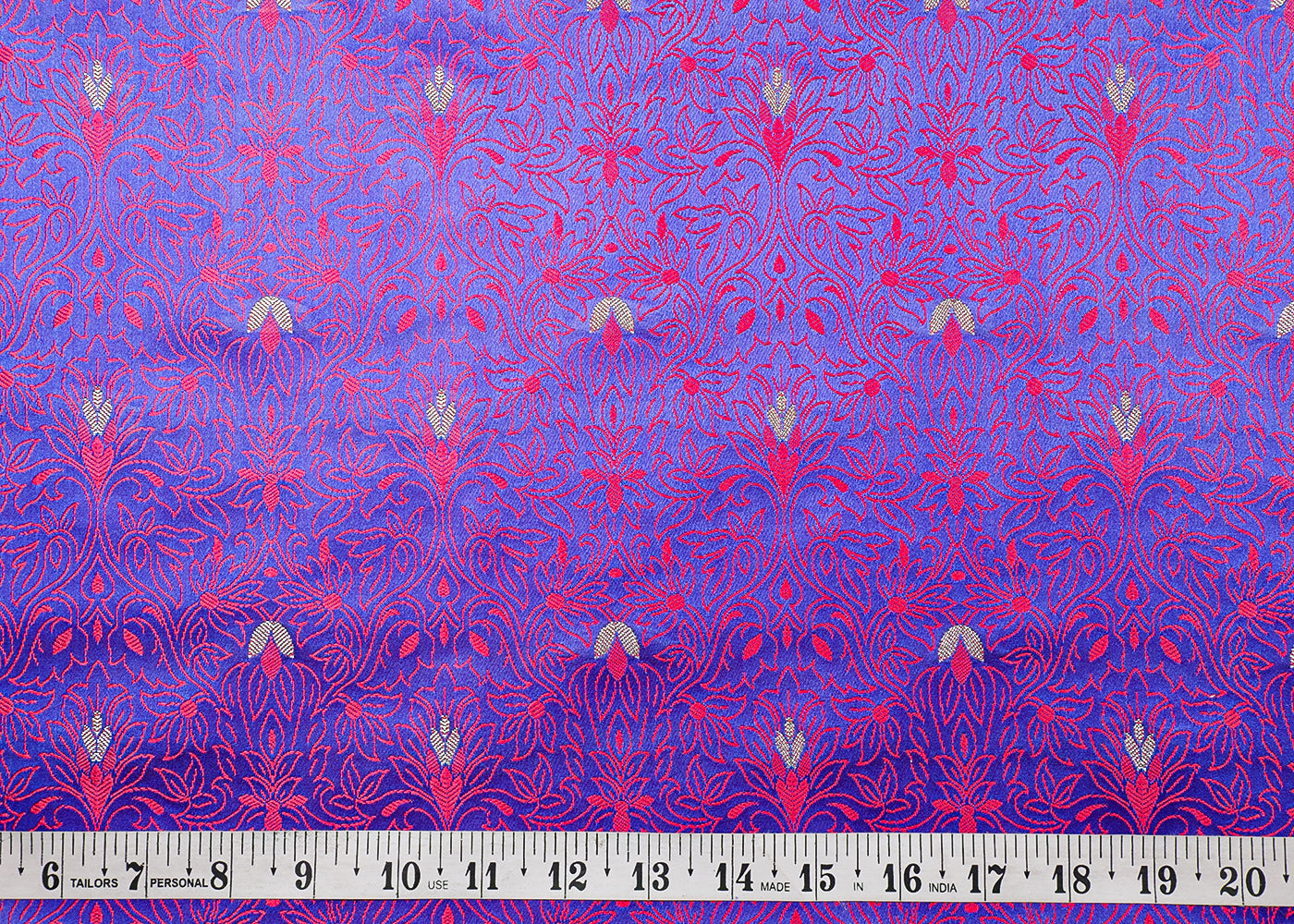 Royal Blue Banarasi Brocade Fabric With All Over Thread And Zari Handloom 19062