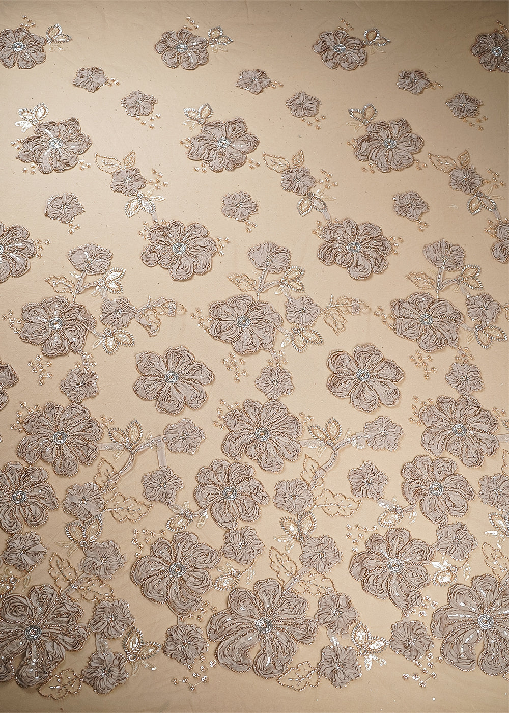 Chiku Net Fabric With All Over Applique, Bead And Sequins Work 19068