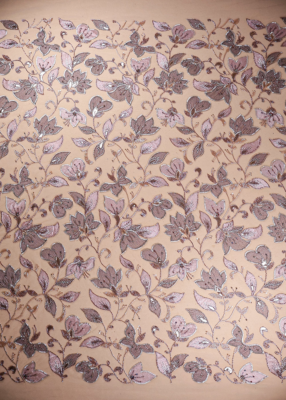 Onion Imported Net Fabric With All Over Thread, Bead And Katdana Work 19075