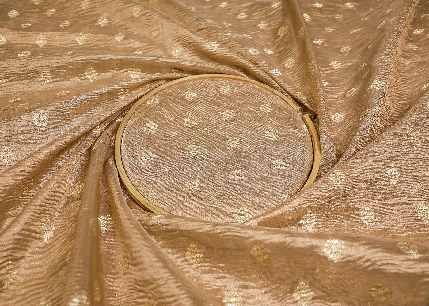 Gold Tissue Fabric With All Over Golden Zari Handloom 19150