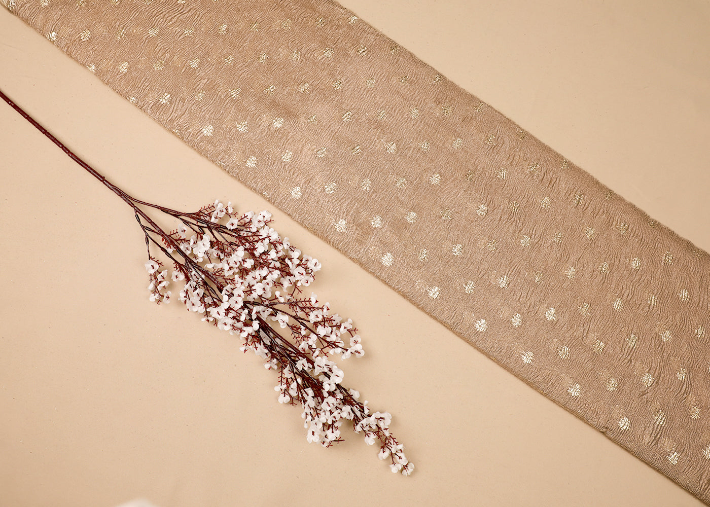 Gold Tissue Fabric With All Over Golden Zari Handloom 19155