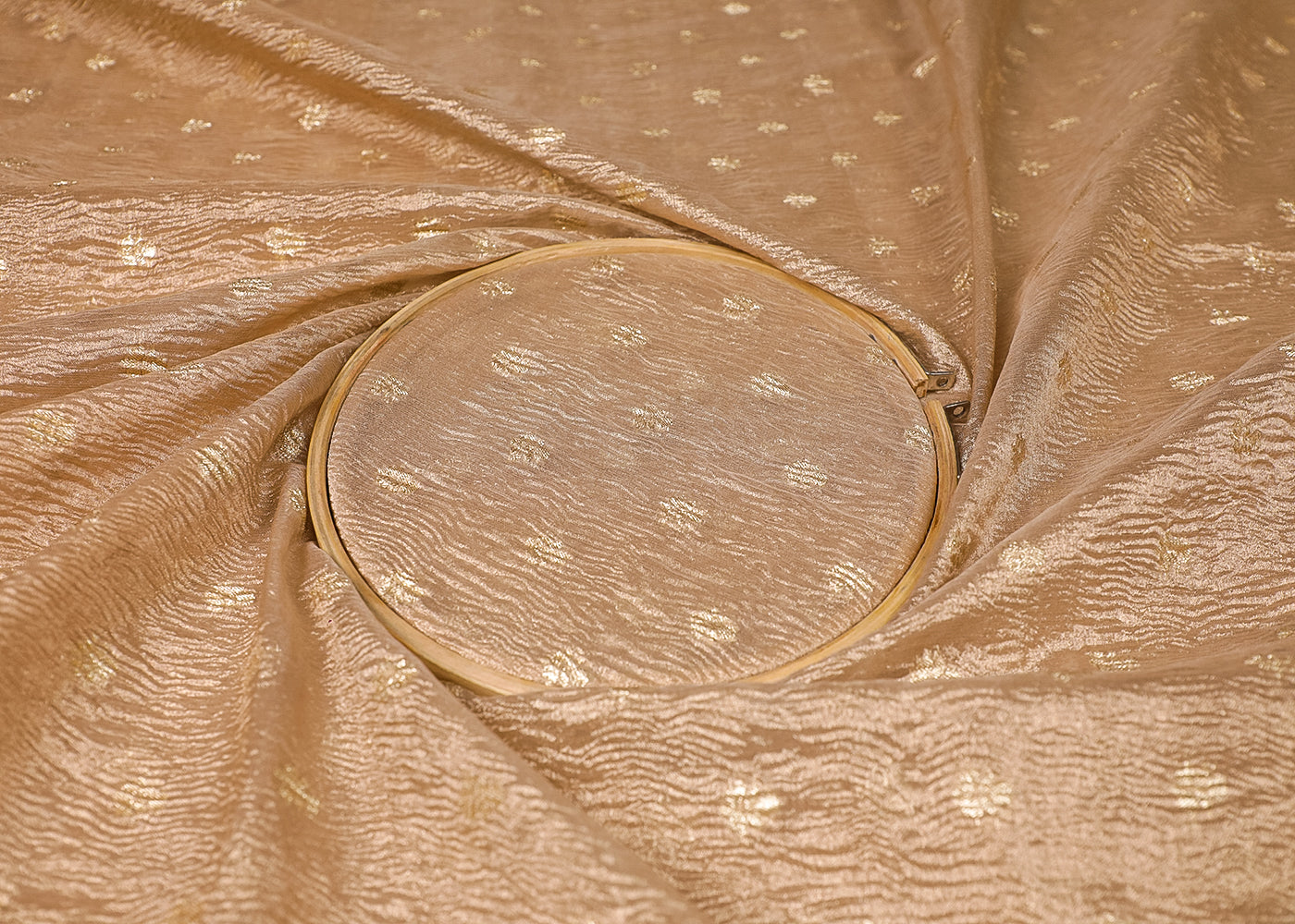 Gold Tissue Fabric With All Over Golden Zari Handloom 19155