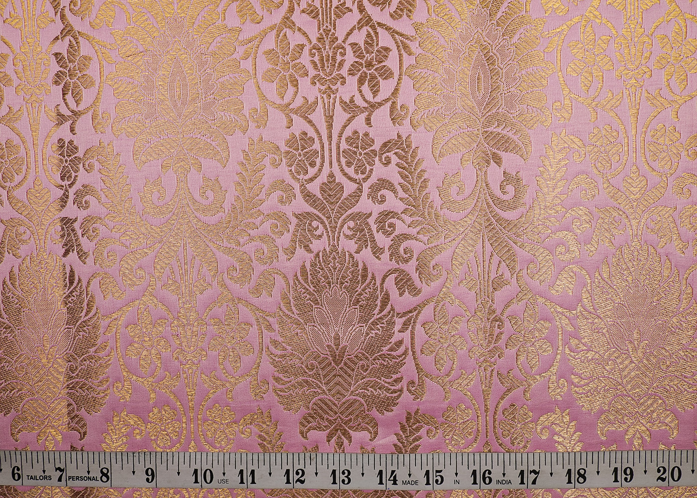 Light Pink Banarasi Brocade Fabric With All Over Golden Zari Work 19225