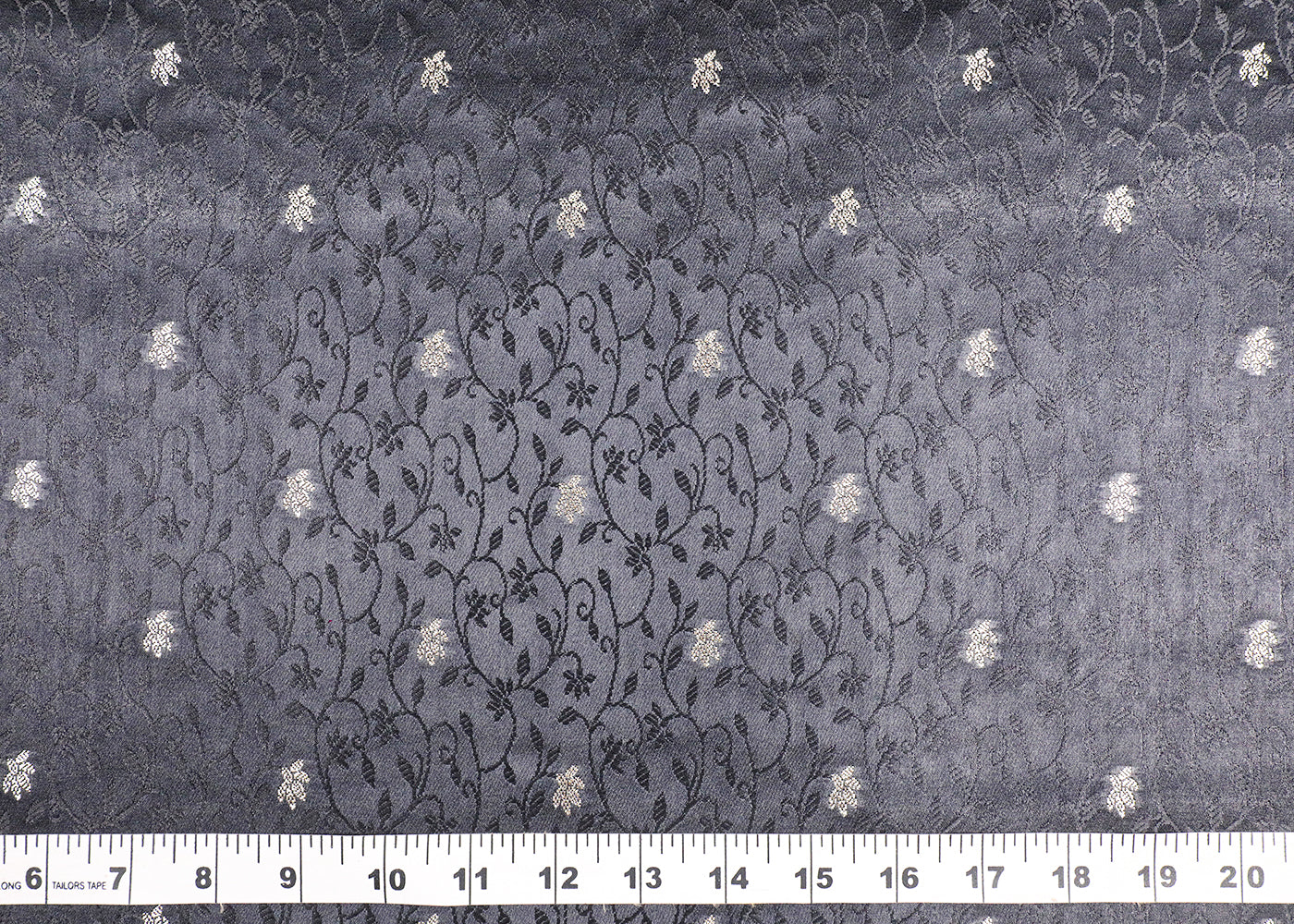 Black Banarasi Brocade Fabric With All Over Thread And Zari Handloom 19268