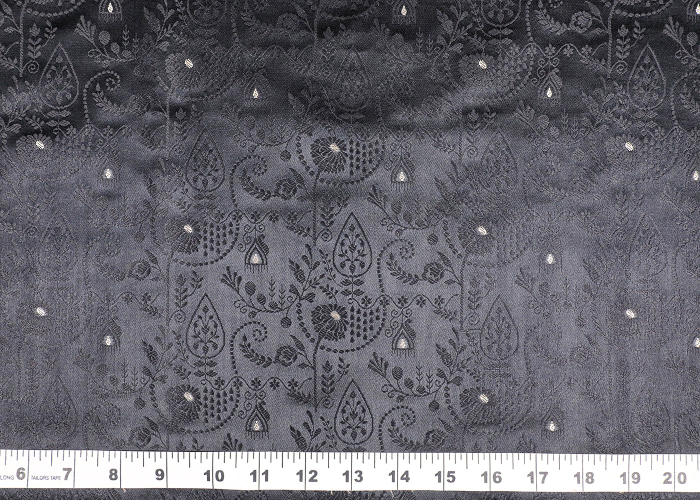 Black Banarasi Brocade Fabric With All Over Thread And Zari Handloom 19271