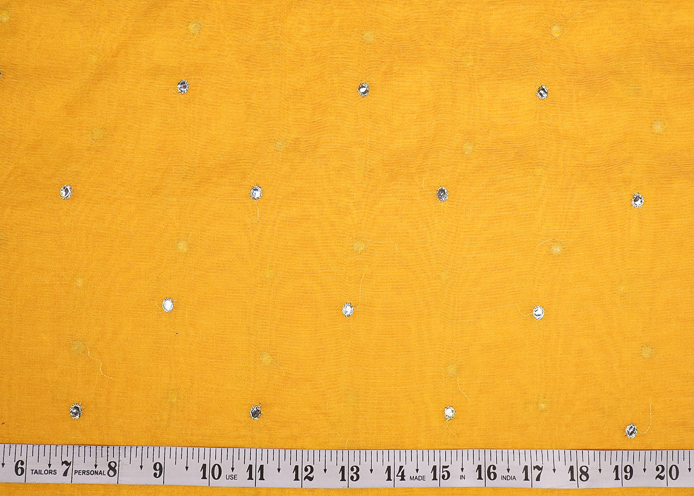 Yellow Chanderi Fabric With All Over Zari And Faux Mirror Work 19279