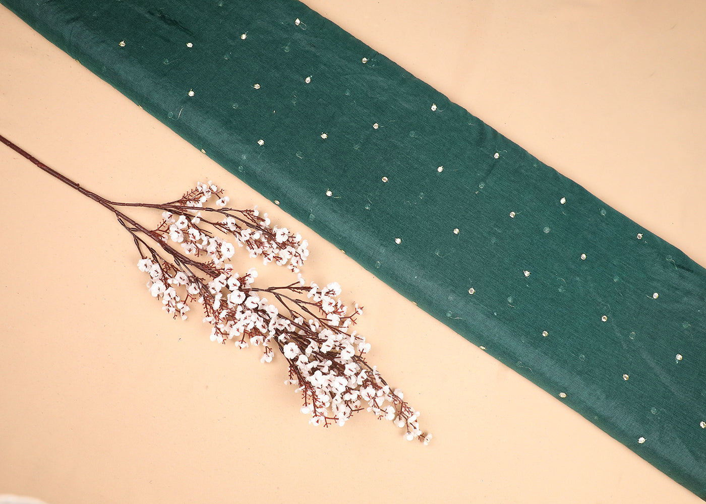 Green Chanderi Fabric With All Over Zari And Faux Mirror Work 19280