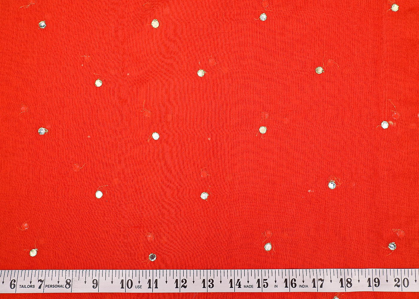 Orange Chanderi Fabric With All Over Zari And Faux Mirror Work 19282
