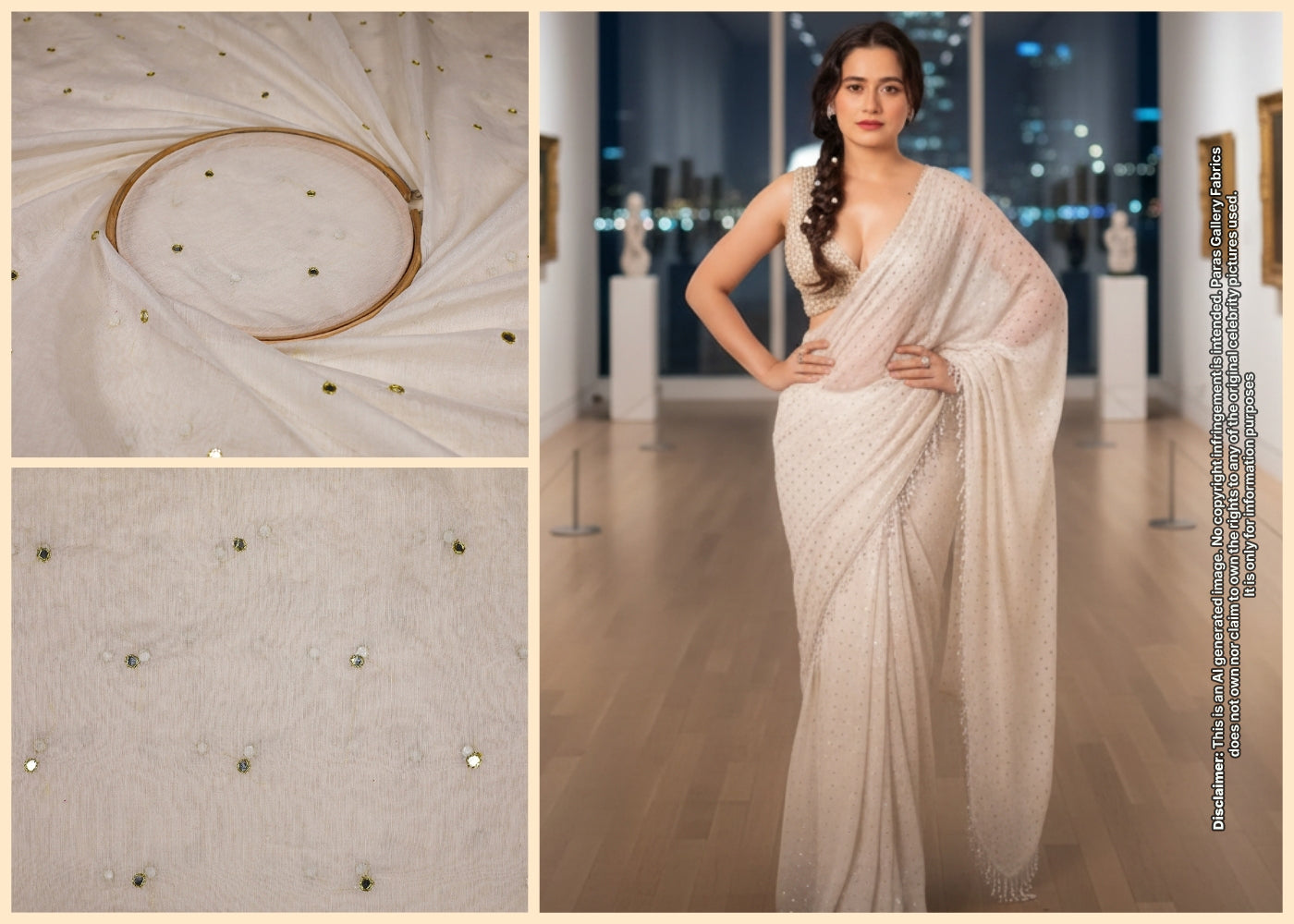 Sanjeeda Shaikh Inspired Edition | White Embroidered Chanderi Unstitched Fabric 19285