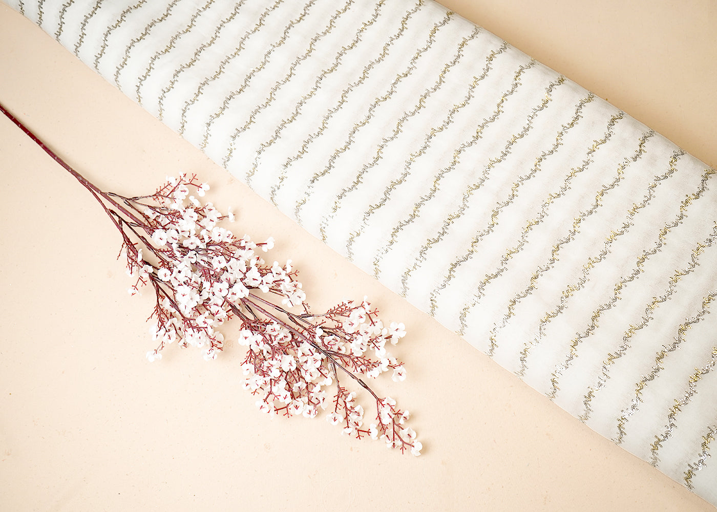 The Noor - White Georgette Fabric With Thread And Sequins Work | 19330