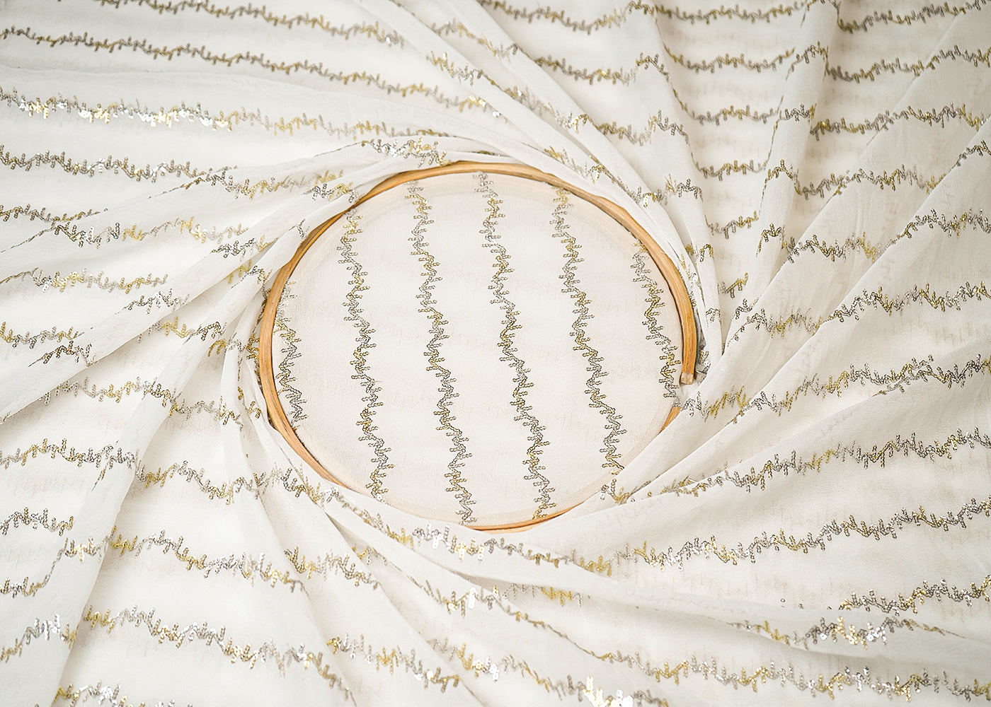 The Noor - White Georgette Fabric With Thread And Sequins Work | 19330