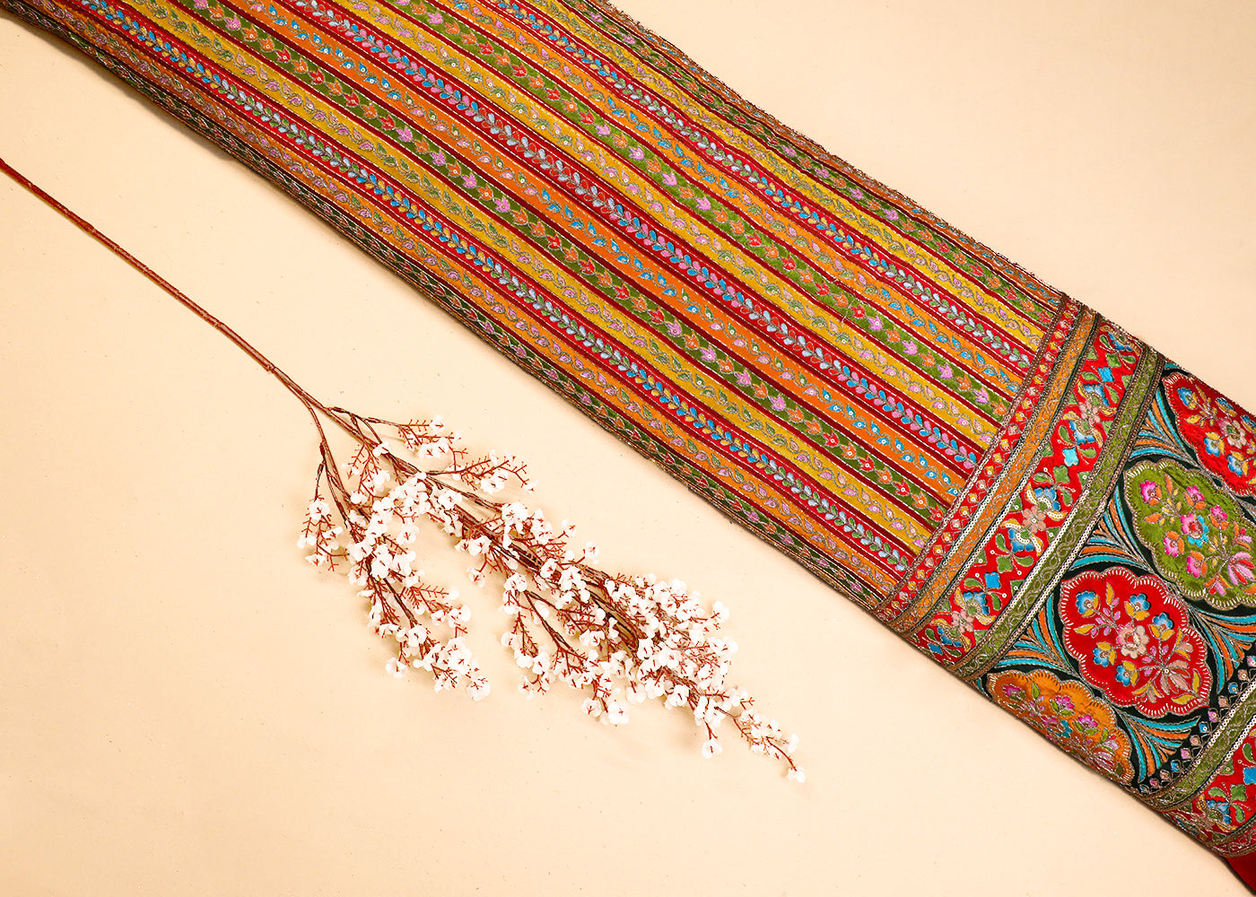 Suhana Khan Inspired Edition | Red Embroidered Crepe Unstitched Fabric 19349