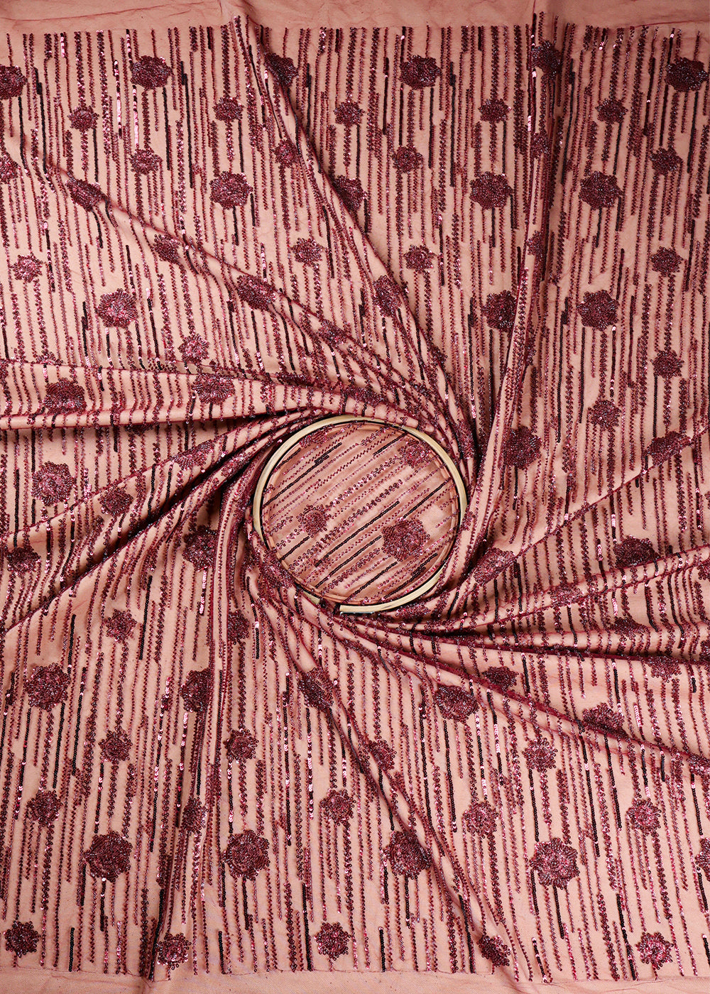 Maroon Imported Net Fabric With All Over Bead And Sequins Work 19358