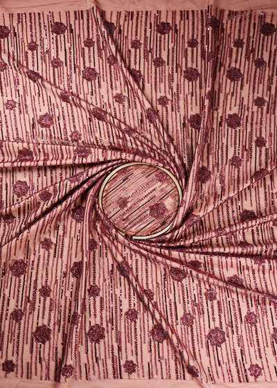 Maroon Imported Net Fabric With All Over Bead And Sequins Work 19358
