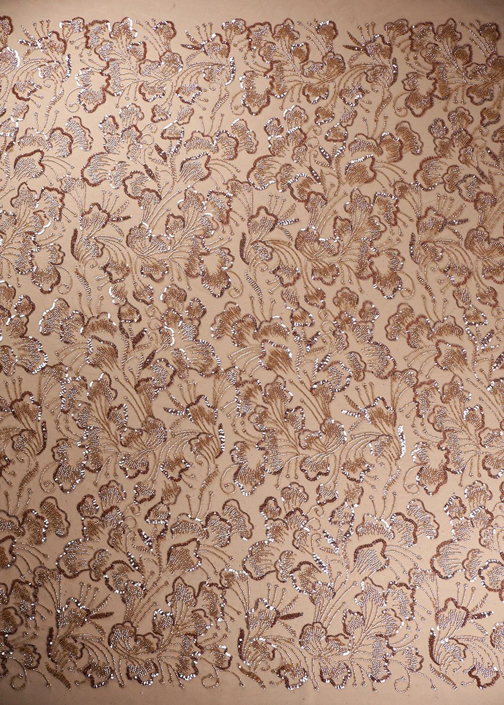 Gold Imported Net Fabric With All Over Sequins And Bead Work 19393
