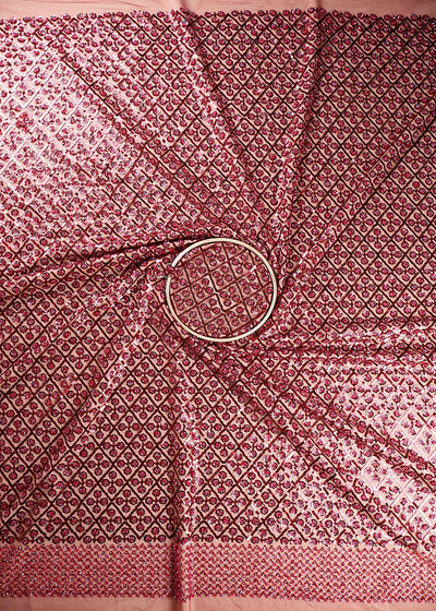 Maroon Imported Net Fabric With All Over Sequins And Bead Work 19399