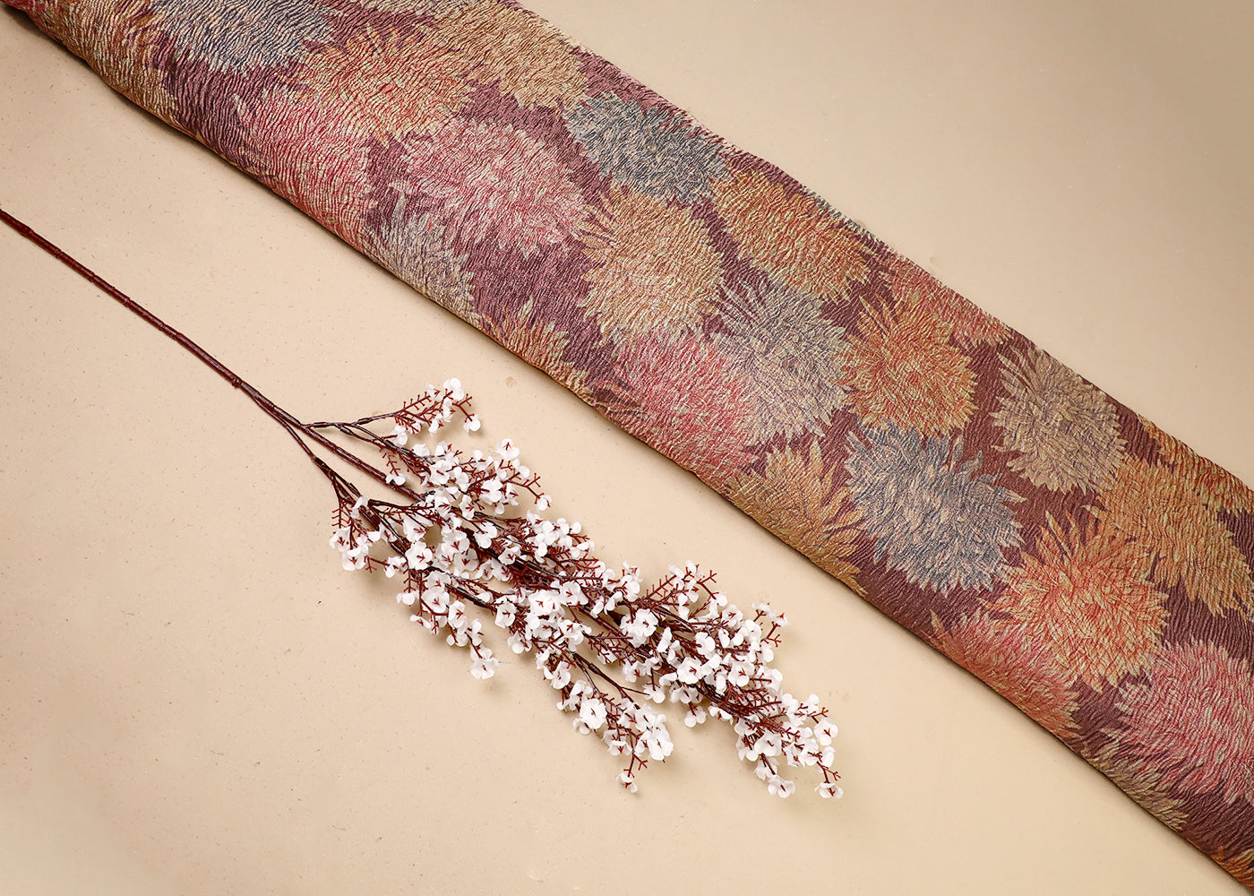 Mauve Tissue Fabric With All Over Floral Print 19403