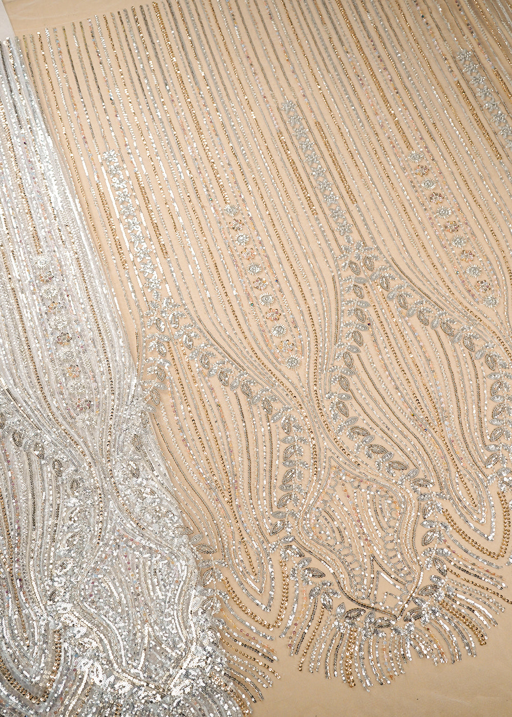 Kareena Kapoor Inspired Edition | White Embroidered Imported Net Unstitched Fabric 19424