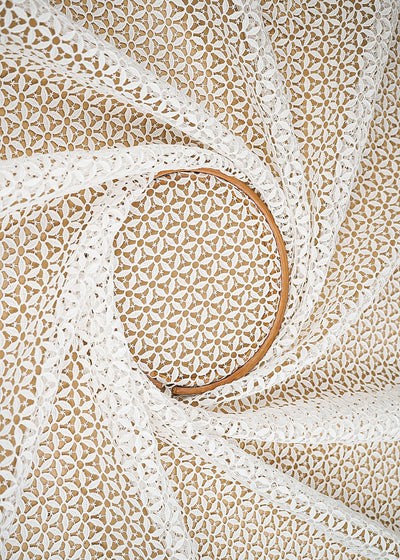 White Crochet Fabric With Abstract Pattern Of White Thread 19941