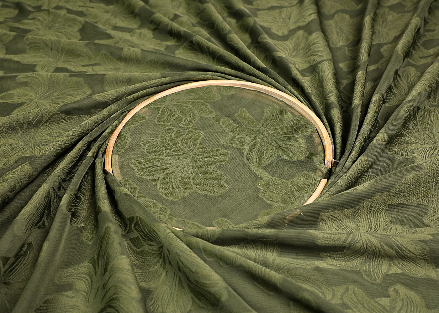 Green Georgette Fabric With All Over Self Work 19515