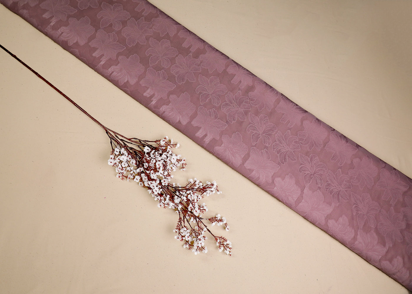 Onion Georgette Fabric With All Over Self Work 19516