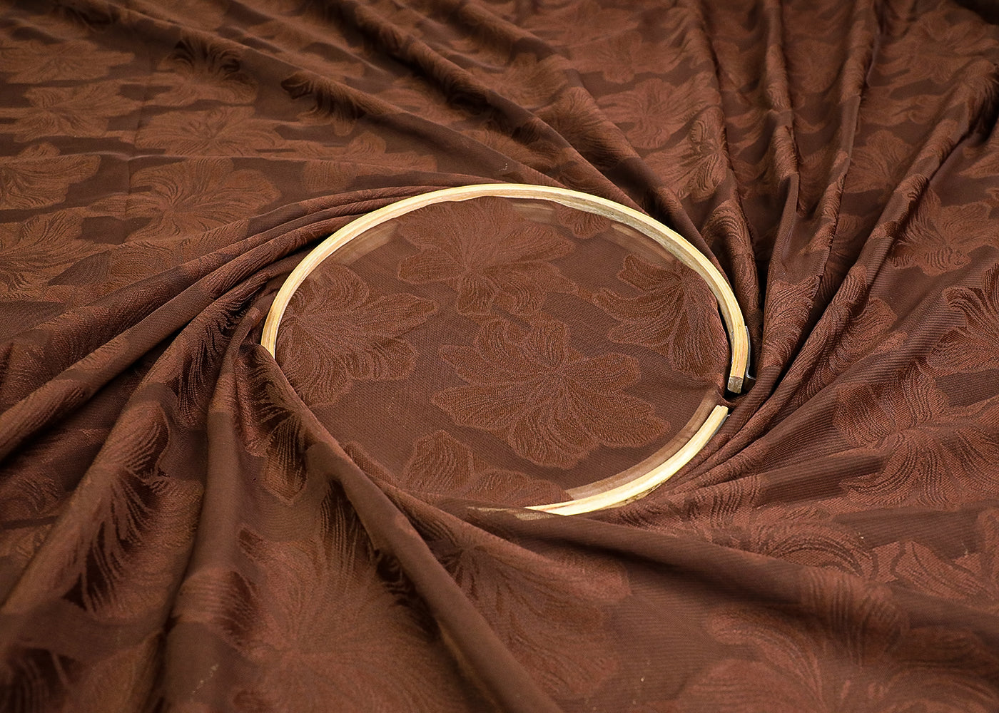 Brown Georgette Fabric With All Over Self Work 19517