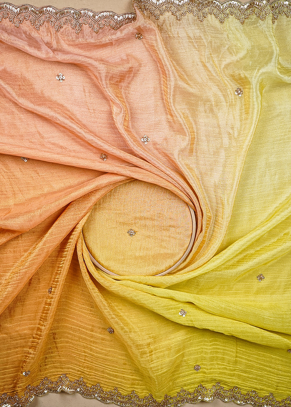 Peach-And-Yellow-Dupatta-Tissue-Ombre-Fabric-With-All-Over-Sequins-And-Katdana-Work-With-Two-Side-Border-19541-close-view