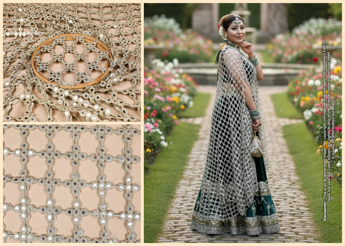 Debina Bon Inspired Edition | Metallic Gold Imported Laser Cut Unstitched Fabric 19598