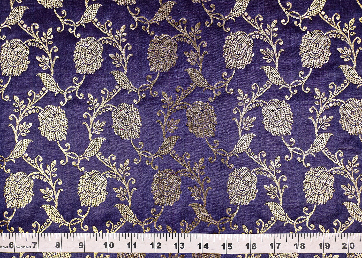 Purple Banarasi Brocade Fabric with Allover Golden Zari Handloom 19625