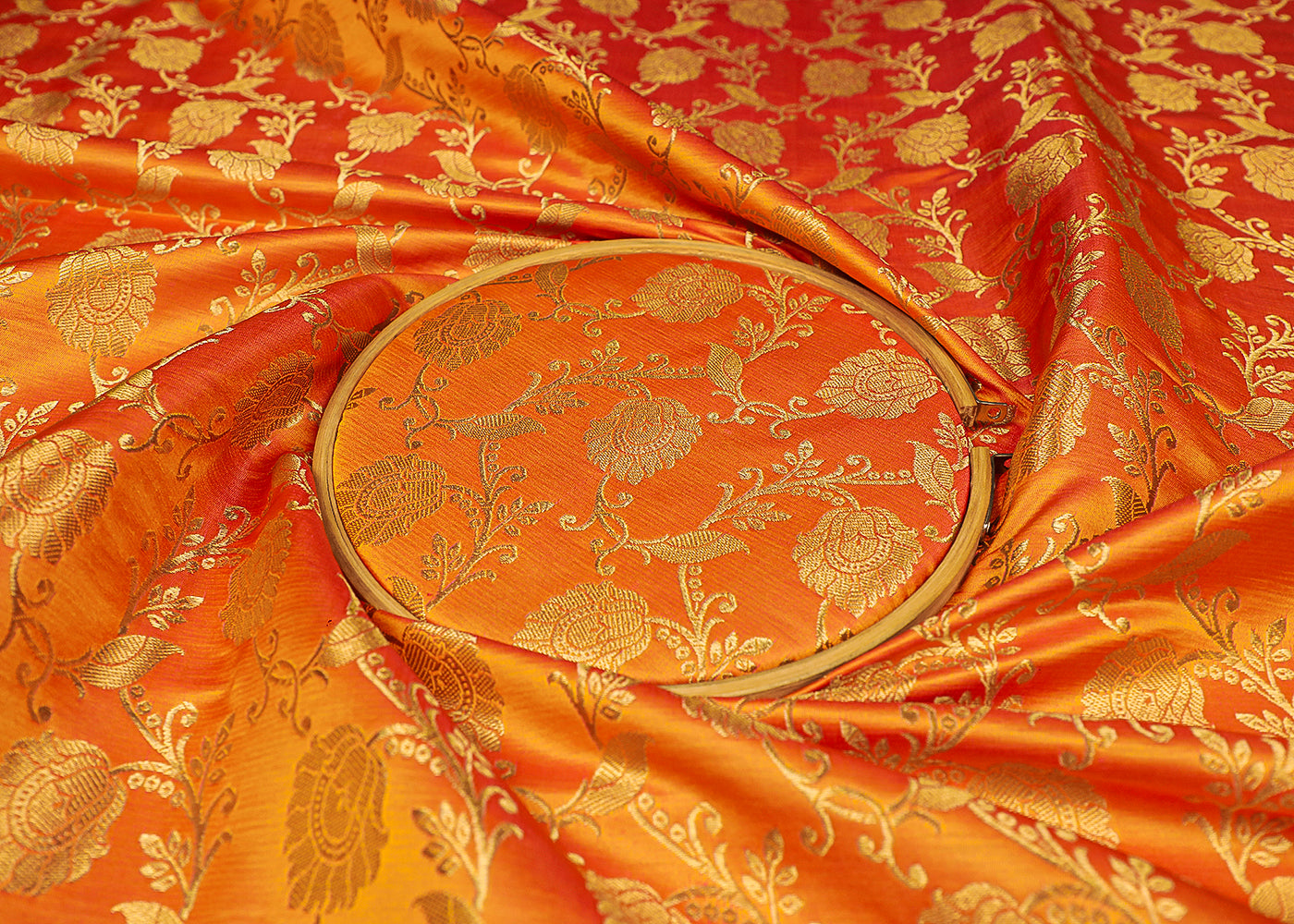 Mustard Banarasi Brocade Fabric with Allover Golden Zari Handloom 19626