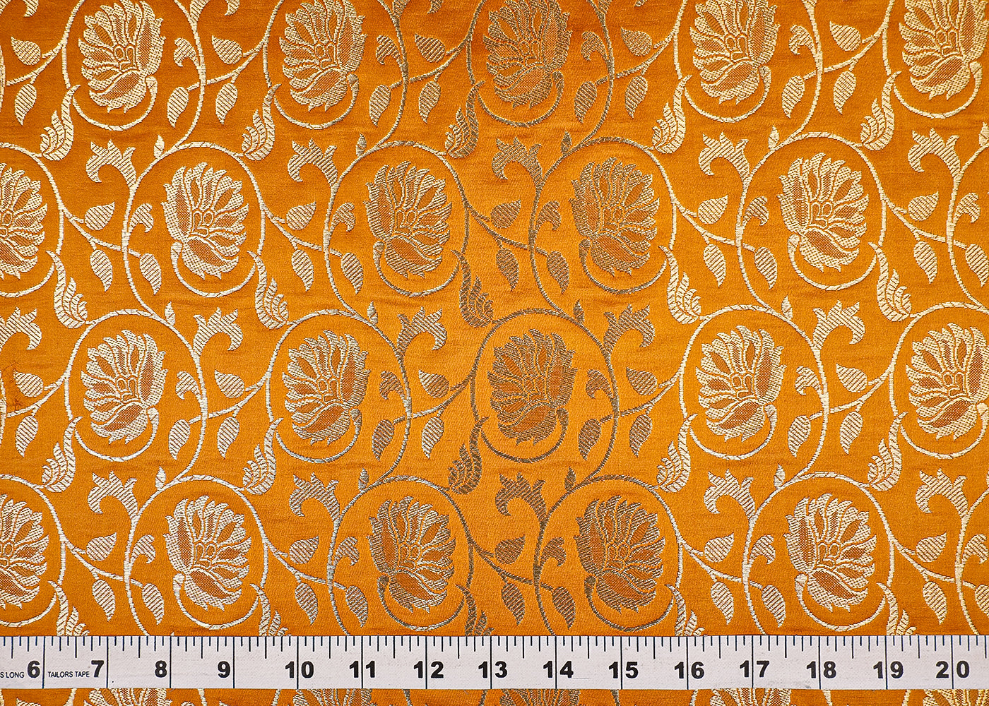 Mustard Banarasi Brocade Fabric with Allover Golden Zari Handloom 19630