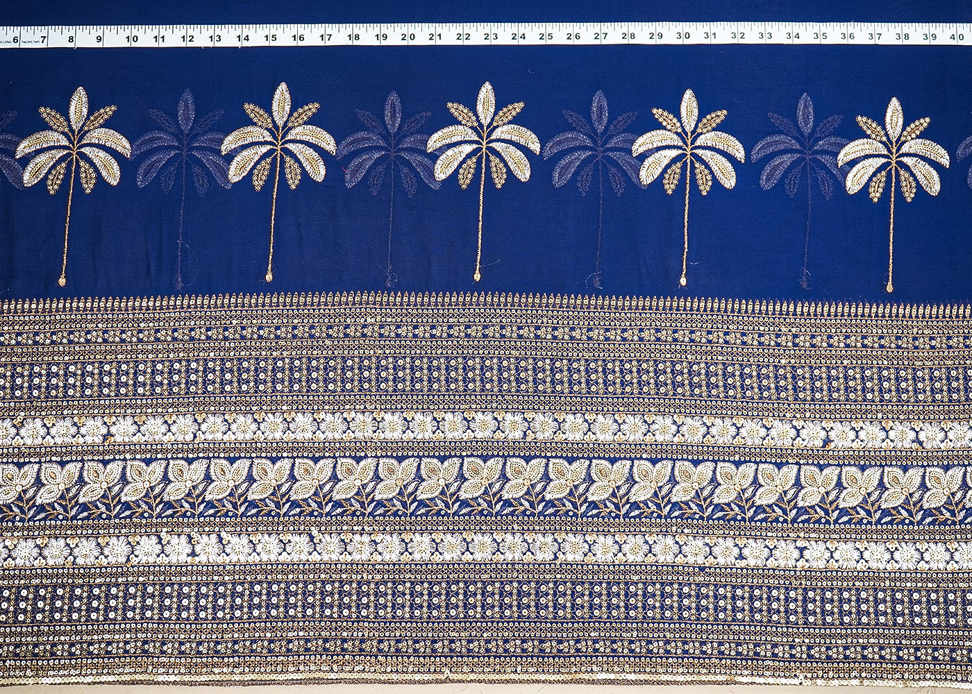 SabyaSachi Inspired Edition | Navy Blue Embroidered Georgette Unstitched Fabric 19670