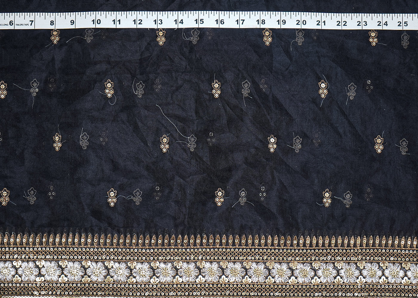 Black all over zari and sequins work with two side border 19672