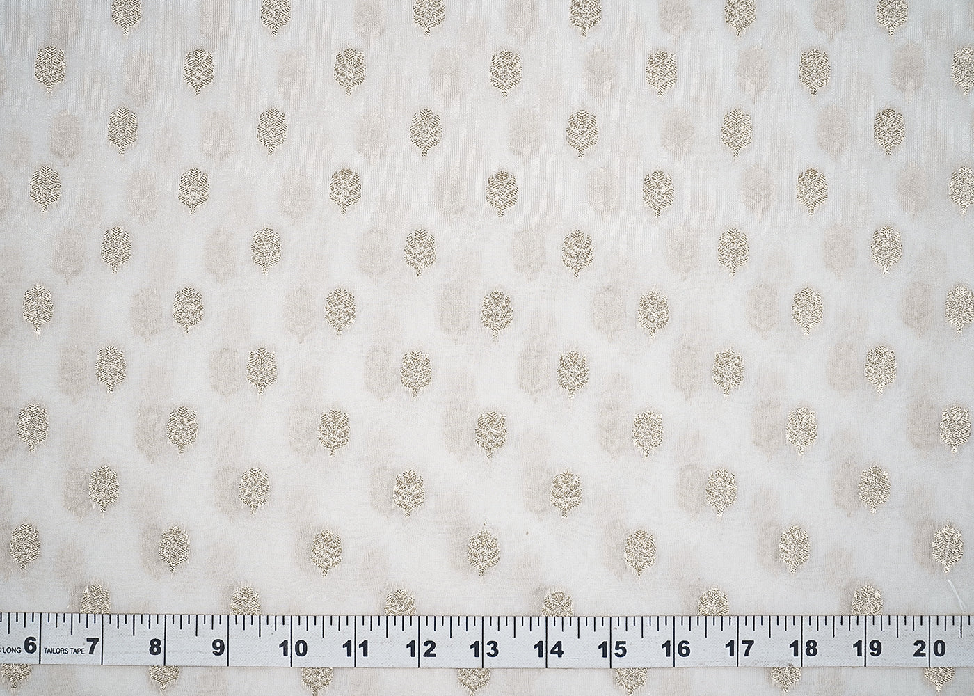 White Upada Silk Fabric with Allover Golden Zari Handloom 19708