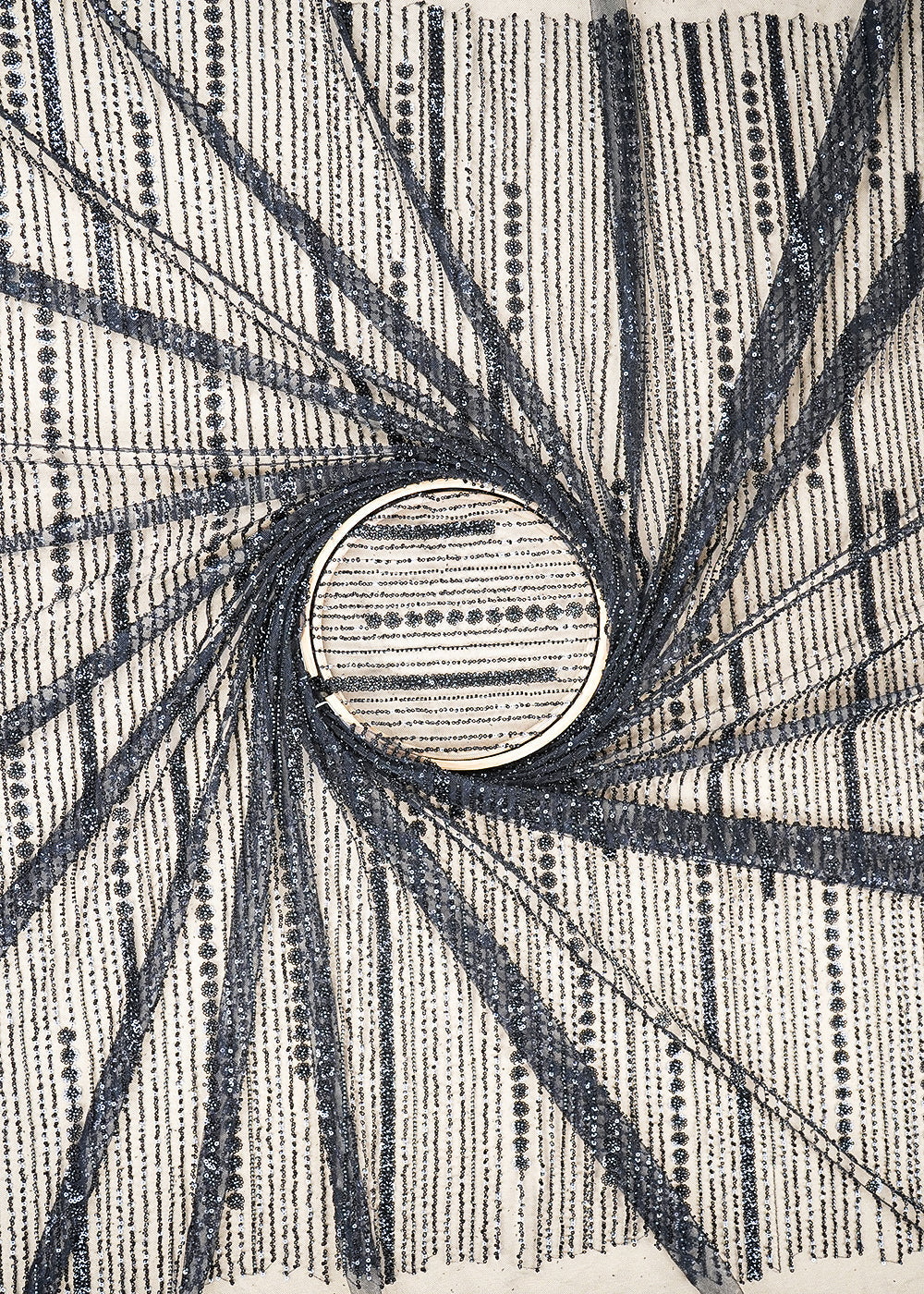 Black Imported Net Fabric with Allover Bead & Sequins Work 19727