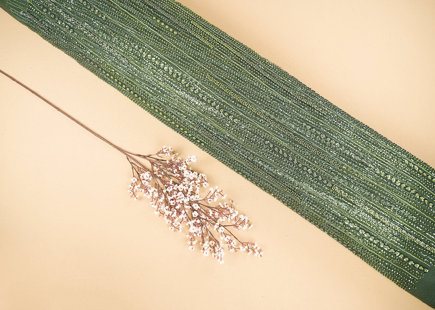 Mehendi Green Imported Net Fabric with Allover Sequins and Bead Work 19728